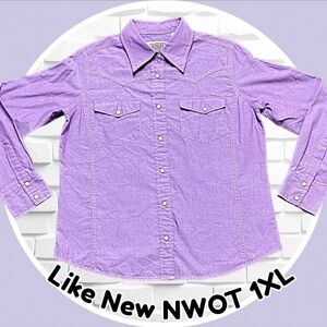 1X C.E. Schmidt Workwear Fit for Her Long Sleeve Purple Snap Button Shirt
